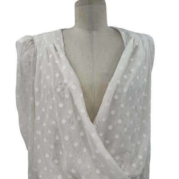 IORANE Tulle Bodysuit Swiss Dot Print White Size 42 / US Large - Picture 3 of 11